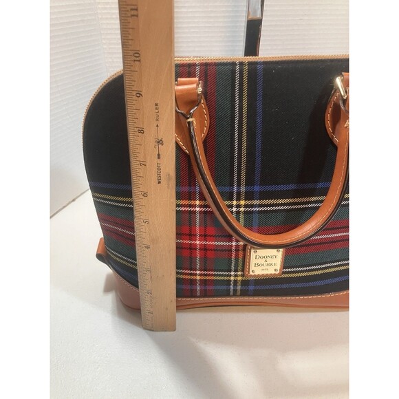 Dooney & Bourke Medium Double Zip Black Tartan Plaid Hand Bag Purse With Strap - Picture 6 of 16